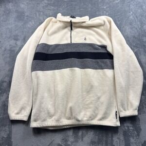 VTG 90s Cream Nautica Fleece Sweatshirt 1/4 Zip Men's XXL Pullover Sherpa